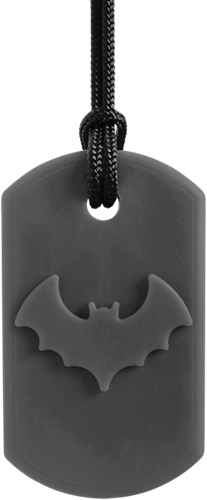 ARK Therapeutic collar mordedor Bat Bite gris oscuro XXT - juguete sensorial Kauwketting met vleermuismotief voor stevige kauwers die sensorische steun zoeken.
