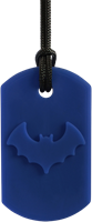 ARK Therapeutic collar mordedor Bat Bite azul oscuro juguete sensorial Kauwketting met vleermuismotief voor stevige kauwers die sensorische steun zoeken.