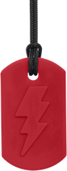 ARK Therapeutic collar mordedor rojo para niños y adultos Kauwketting met bliksemschichtmotief, geschikt om met de voortanden op te kauwen.