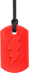 ARK Therapeutic collar mordedor juguete rojo para niños y adultos Kauwketting met bliksemschichtmotief, geschikt om met de voortanden op te kauwen.