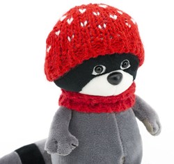 Orange Toys peluche mapache con gorro rojo - juguete suave