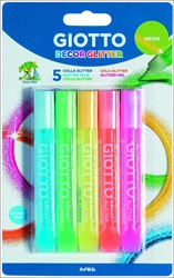 Giotto Blister 5 Glitter Glue 10,5Ml ""Neon""