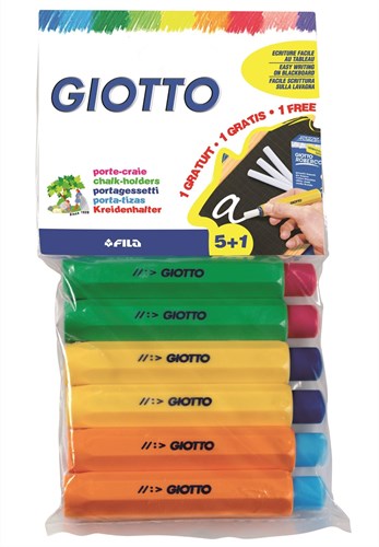 Giotto portatizas set de 6 amarillo para tiza de pizarra