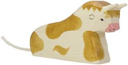Holztiger toro de madera marrón tumbado - figura de juguete