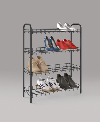 Tomado zapatero negro 4 niveles metal 64x23x80,5 cm organizador
