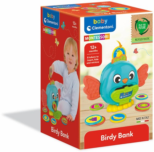 Clementoni hucha pajarito juguete educativo Montessori desde 12 meses