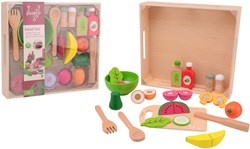 Jouéco - Set de ensalada juguete de madera en bandeja para niños