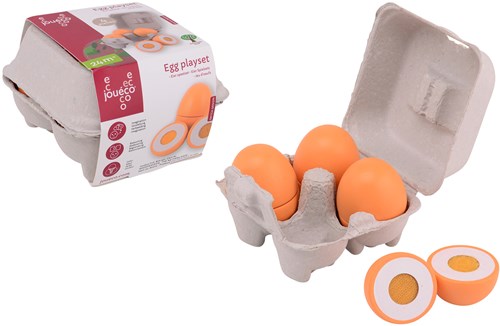 Jouéco set de huevos de madera - juguete educativo para niños