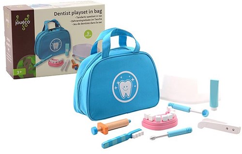 Jouéco - Set de dentista en bolsa juguete de madera para niños