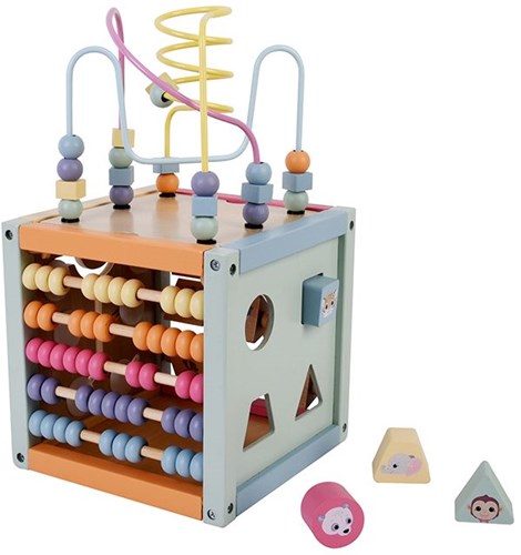 Jouéco cubo de actividades de madera The Wildies Family juguete educativo