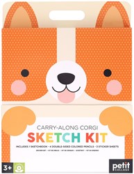 Petit Collage cuaderno de dibujo - set creativo para niños con corgi y pegatinas