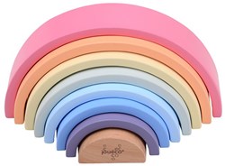 Jouéco juguete arcoíris de madera - 8 piezas - juego de apilar colorido