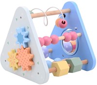 Jouéco triángulo de actividades de madera juguete educativo colores pastel