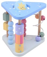 Jouéco triángulo de actividades de madera juguete educativo colores pastel-3