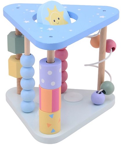 Jouéco triángulo de actividades de madera juguete educativo colores pastel-3