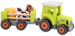 Jouéco tractor de madera juguete con accesorios granja