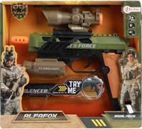 Pistola militar de juguete con luz, sonido, silenciador y linterna