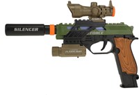 Pistola militar de juguete con luz, sonido, silenciador y linterna-2