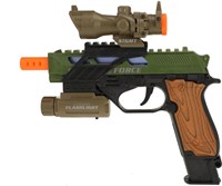 Pistola militar de juguete con luz, sonido, silenciador y linterna-3