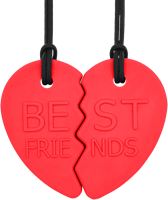 ARK Therapeutic collar mordedor corazón de la amistad rojo - set para niños Set van 2 halve-hartkauwkettingen om samen met een vriend(in) te dragen.