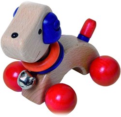 nic cachorro perro de madera rojo azul 12 cm juguete para bebés