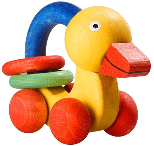 nic pato de madera juguete - colorido juguete de arrastre para niños