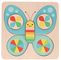 Petit Collage puzzle de madera mariposa juguete sostenible infantil