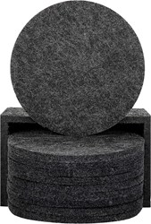 Attalos posavasos de fieltro negro para vasos - 8 piezas con soporte - redondos