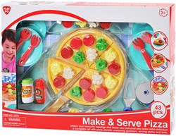 Play set de pizza de juguete - set de pizza de plástico para niños