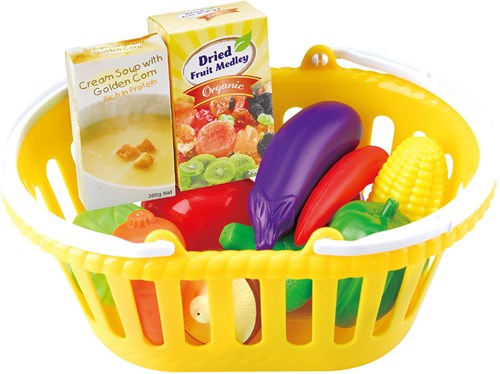 Playgo cesta de verduras de juguete - set de verduras de plástico 13 piezas-2