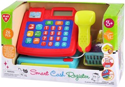 Play caja registradora de juguete con accesorios - set interactivo 26 piezas