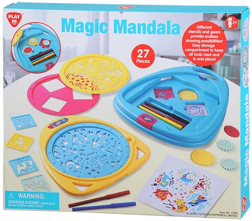 Playgo set de dibujo mandala juguete creativo - kit mandala 27 piezas