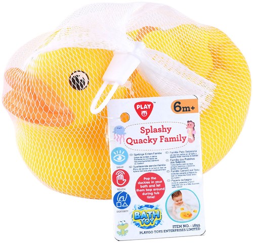 Play juguete de baño Familia de Patos Chapoteadores 4 piezas amarillo
