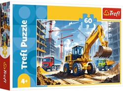 Trefl puzzle vehículos 60 piezas - Tractor retroexcavadora - FSC Mix