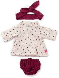 Miniland conjunto ropa muñeca niña 38cm burdeos textil