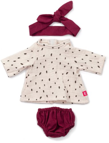 Miniland conjunto ropa muñeca niña 38cm burdeos textil
