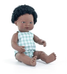 Muñeco Miniland niño africano 38cm - muñeca educativa de juguete