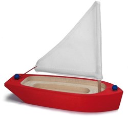 nic barco de vela de madera rojo blanco juguete para niños