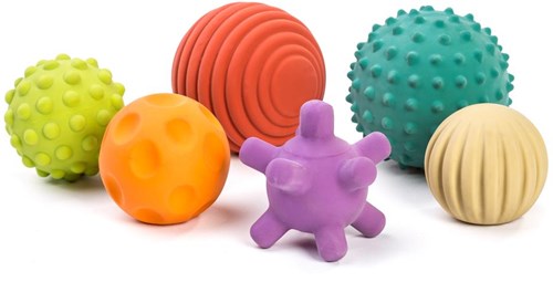 Miniland pelotas de goma - juguete sensorial para bebé - 6 unidades