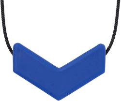 ARK Therapeutic collar mordedor juguete azul oscuro niño silicona sensorial V-vormige, horizontale kauwketting met brede hanger, geschikt voor stevige kauwers.