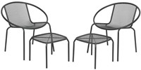 Decoris conjunto de balcón muebles de jardín antracita con sillas y reposapiés