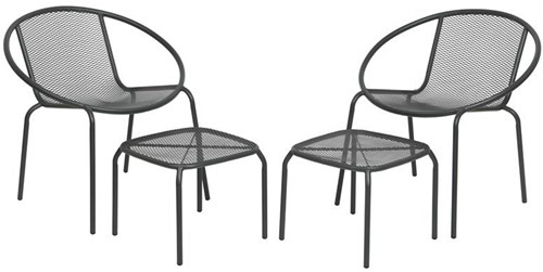 Decoris conjunto de balcón muebles de jardín antracita con sillas y reposapiés