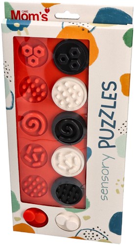 Mom's Care juguete sensorial XL puzzle de contraste ruedas blanco-negro