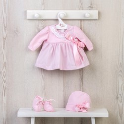 Asi ropa para muñecas - vestido con gorro y zapatos - rosa - conjunto muñeca