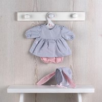 Asi ropa para muñecas - Diseño escandinavo gris/rosa con orejas de conejo