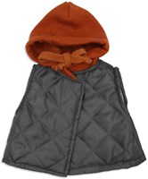 Asi ropa para muñecas - chaleco cálido con capucha, gris oscuro y óxido