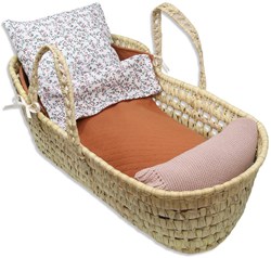 Asi cesta para muñecas lift grande - estampado floral óxido y verde accesorio muñeca