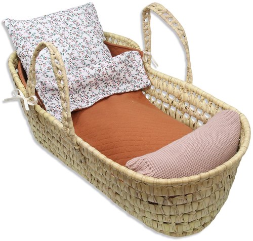 Asi cesta para muñecas lift grande - estampado floral óxido y verde accesorio muñeca
