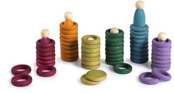 Grapat juguetes de madera Nins, anillos & monedas colores alternativos 60 piezas