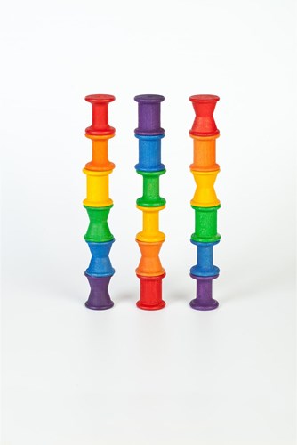 Grapat juguetes de madera carretes colores arcoíris 18 piezas educativo-3